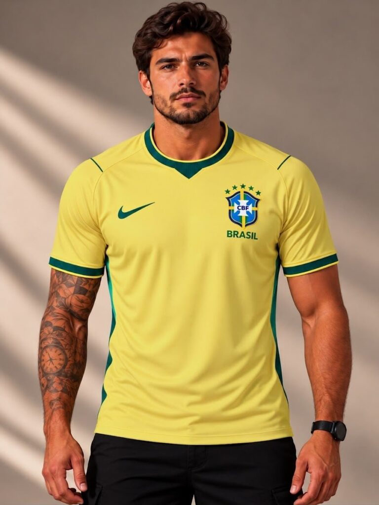 Camisa Brasil I 26/27 Torcedor Masculina - modelo vestindo
